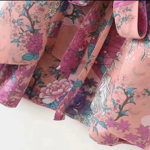 SOLD OUT Boho Pink Unicorn Horses Coverup Kimono Robe Wrap - Picture 8 of 8